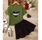 baby girls t-shirt & skirt green