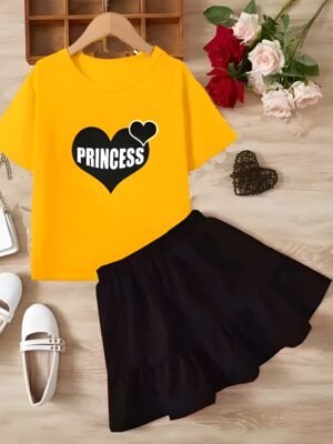 baby girls t-shirt & skirt yellow