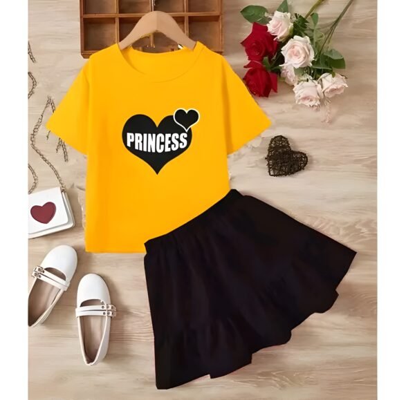 baby girls t-shirt & skirt yellow