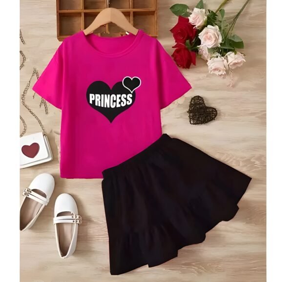 Baby girls t-shirt & skirt dark pink