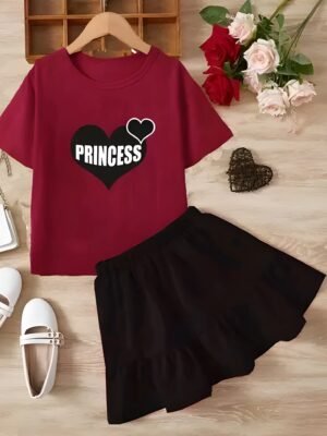 Baby girls t- shirt & skirt maroon