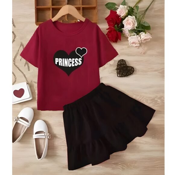 Baby girls t- shirt & skirt maroon