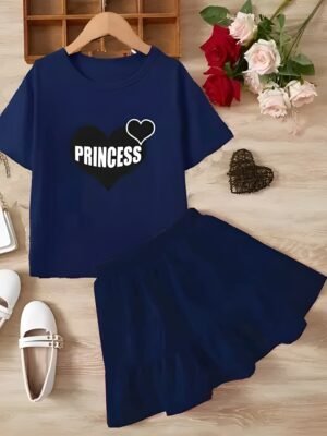 Baby girls t-shirt & skirt dark blue