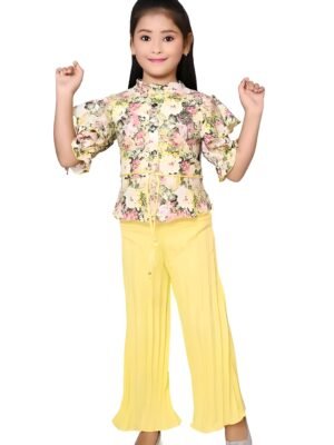 girls printed top & plazo set