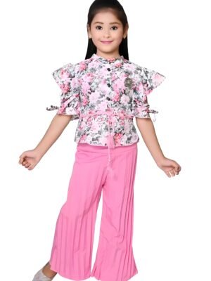 girls printed top & plazo set