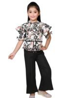 girls printed top & plazo set