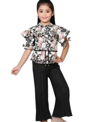 girls printed top & plazo set